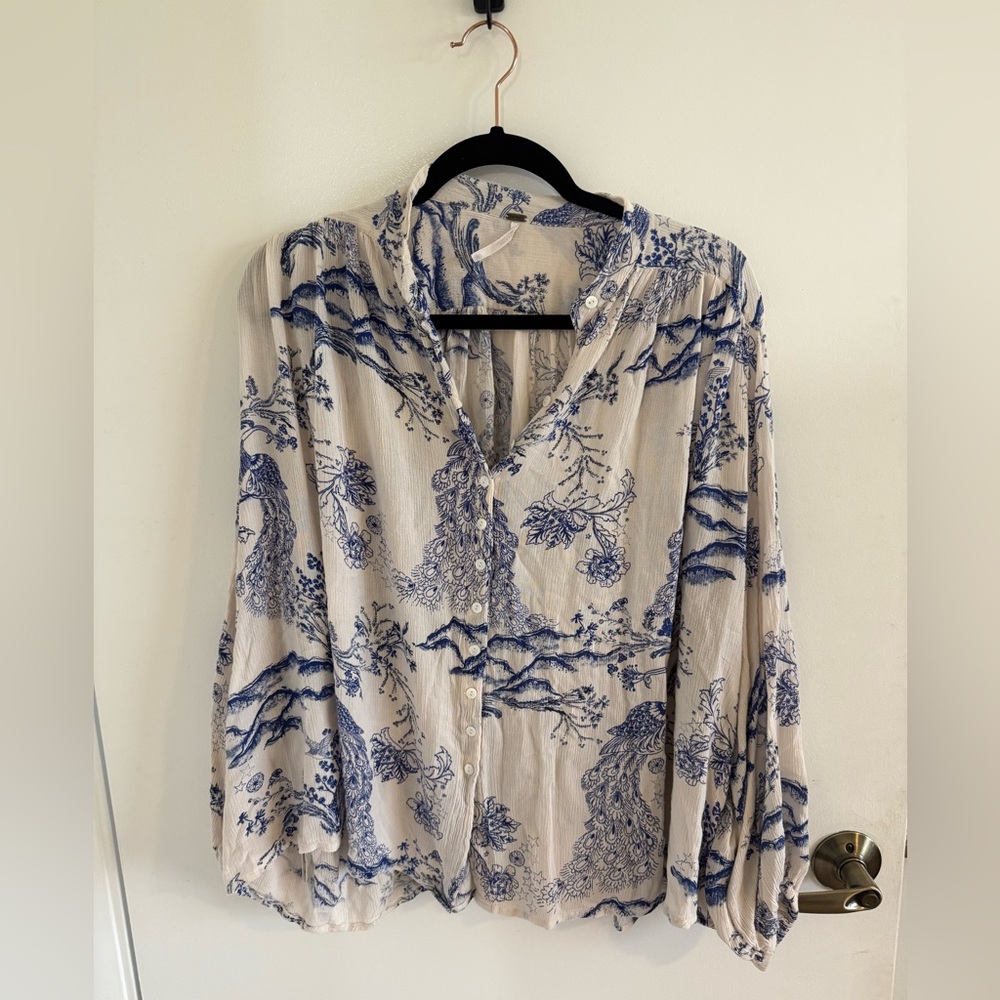 Free People Metallic Blooms Blouse